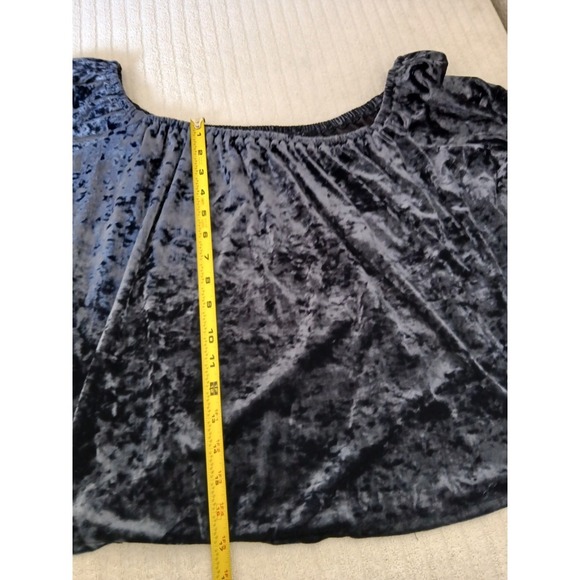 American Eagle Top Off the Shoulders Navy Velvet Ties Womens Size Medium Peasant - Picture 8 of 15